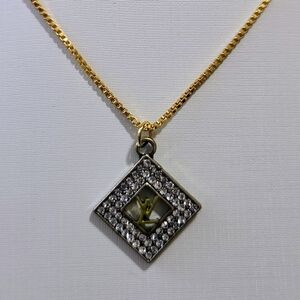 Upcycled Designer Charm Necklace Gold Plated Box Chain